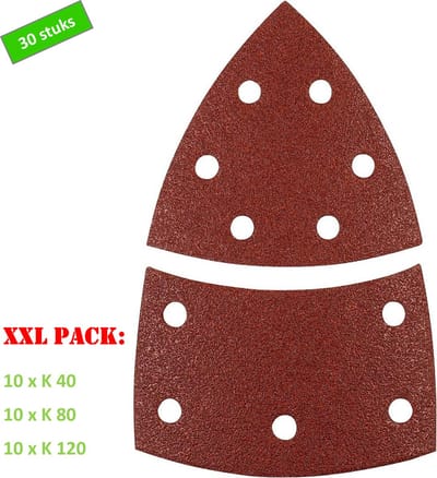 KWB schuurschijf 100 x 62, 93 mm - 10 x K40, 10 x K80, 10 x K120 - Klittenbandhechting - XXL voordeelpack 30 stuks