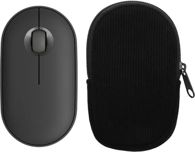 kwmobile Muisetui voor Logitech Pebble Mouse 2 M350s / M350 Hoes - Etui voor Bluetooth-muis van robuust koord en neopreen - zwart.