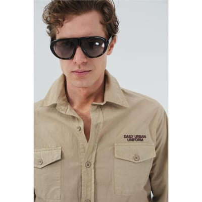Heren Katoenen Poplin Lange Mouwen Shirt