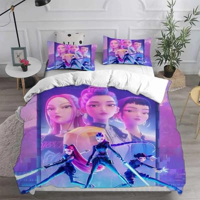 KPop Demonenjagers Beddengoedsets EU Eenpersoons Dekbed Quilt Bedovertrek Dekbedovertrek Kussensloop 2-3 Stuks Sets Halloween Kostuum AU Single(140x210cm)