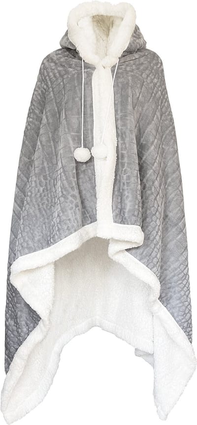 LINNICK Flanel Fleece Hoodie Met Capuchon Croco - Zilver - 130x180cm - Fleece Plaid - Fleece Deken - Hoodie Deken - Hoodie Dames - Hoodie Heren - Fleece Deken met Capuchon