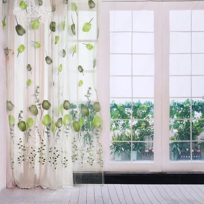 Dailygoods- Gordijn 100 x 200 cm - Decoratieve Voile - Kleurrijke Tulpen - Transparante Sluier - Raamdecoratie - Ideaal voor Slaapkamer/Woonkamer