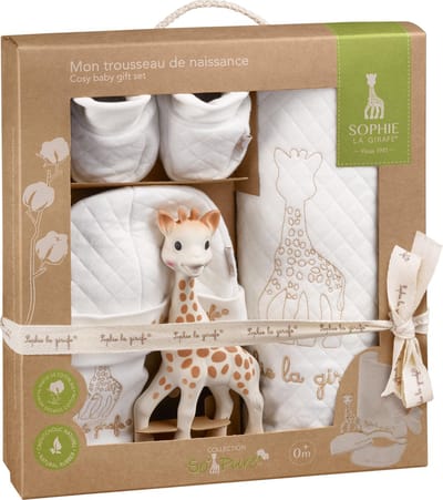 Sophie de giraf So'Pure Geboorteset - Cadeauset - Kraamcadeau - Babyshower cadeau - 5-Delig - Biologisch katoen & Natuurrubber
