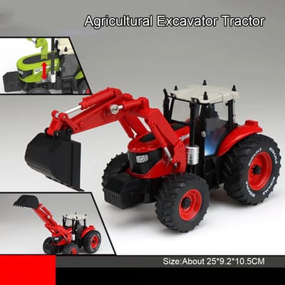 1:32 Modèle Excavatrice Bulldozer Voiture Jouet Corps Métallique Son Lumière Glisse Avant Tracteur Alliage Modèles Véhicules d'Ingénierie Jouets pour Enfants red