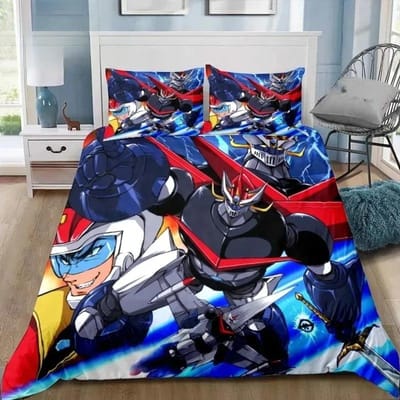 Mazinger z UFO Robot Grendizer Beddengoed Set Eenpersoons Tweepersoons Volledig Queen King Size Bed Set Volwassen Jongens Slaapkamer Anime Beddengoed Cadeau 140x210cm 2pcs