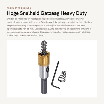 Dailygoods- Gatsnijder Hoge Snelheid - Gatzaagset - Titanium Verguld - Diameter 12mm/65mm - Schokbestendig - Snelle Snijkant - Gatzaag