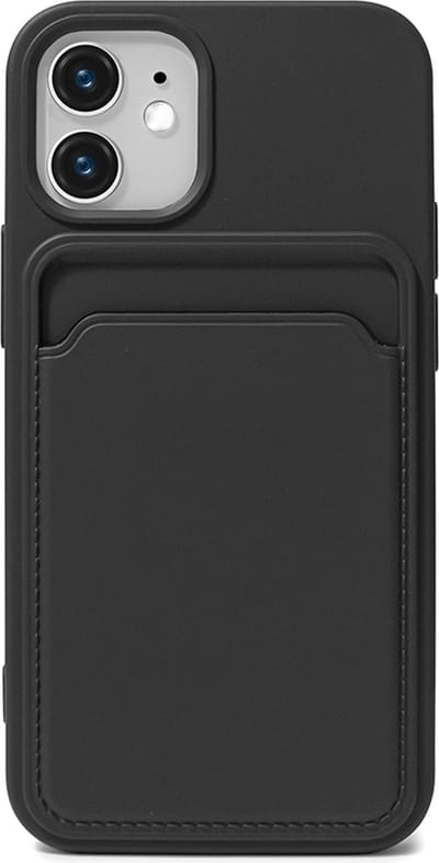 Hoesje geschikt voor iPhone 12 Mini Pasjeshouder Zwart - Siliconen Case Back Cover