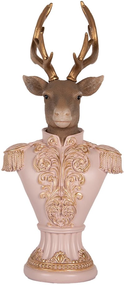 Clayre & Eef Decoratie Beeld Hert 16x14x36 cm Roze Kunststof