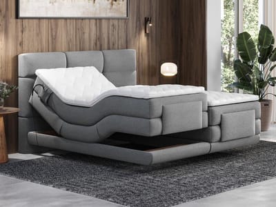 Vente-unique Boxspringbed stof lichtgrijs 2 x 80 x 200 cm
