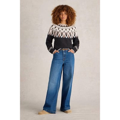 White Stuff Mono Fairlise Jumper Black Multi Size: 12 | Knitted Sweaters Outlet | Dames | Zwart