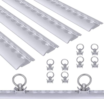 NAIZY 4 x 1 m airlinerset, aluminium rail met 10 sjorogen, kederrailset incl. M6 boren, schroeffitting airlinerail, ladingbeveiliging voor vrachtwagens en campers