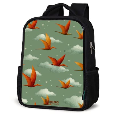 NoBoringSuitcases.com® - Rugzak zwart jongens - Schooltas jongen - NoBoringSuitcases.com® - Rugzak zwart - Schooltas jongen & meisje - Vliegende pterosaurussen tussen sterren - Rugtas voor school - Boekentas kind - Schoolrugzak - Kinderrugzak