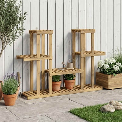 vidaXL - Plantenstand - Wit - 123 - x - 25 - x - 78,5 - cm - Massief - Acacia - Hout