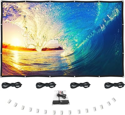 Draagbaar 120 inch Projectiescherm - Opvouwbaar Filmscherm voor Binnen en Buiten - Dubbelzijdig 16:9 Theaterscherm - Inclusief Haken en Tas