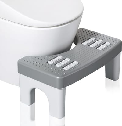 Toiletkruk met massagefunctie - Hurkzithouding voor comfortabeler stoelgang - Antislip opstapkruk voor volwassenen en kinderen - Poepkruk grijs