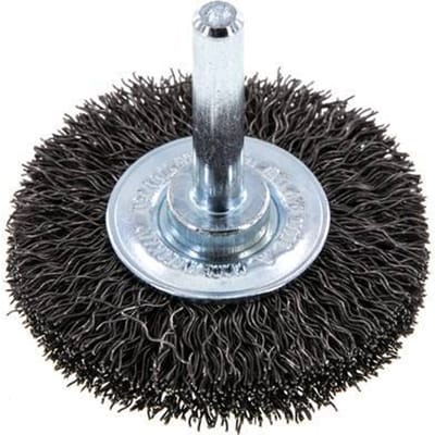 Staaldraad Gegolfde Ronde Staalborstel Diameter 50 mm/ As 6 mm