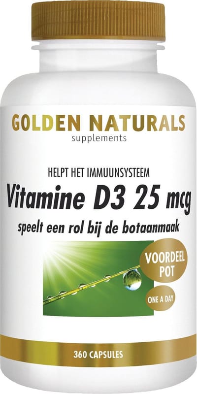 Golden Naturals Vitamine D3 25 mcg (360 softgel capsules)
