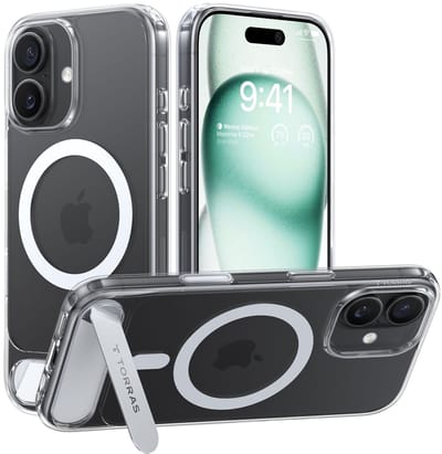 TORRAS Hoesje Geschikt voor Apple iPhone 17 - UPro Pstand - Compatibel met MagSafe / Qi2 - Uitklapbare Kickstand - Back Cover met Magneet - Transparant