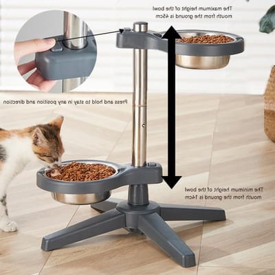 Verstelbare hondenvoerbak voor grote honden, met 2 antislip kommen en standaard voor binnen en buiten gebruik