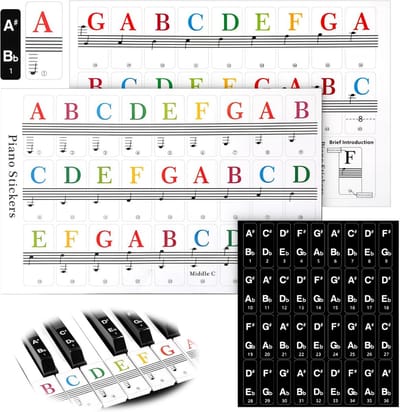 Transparante Muzieknoten Stickers voor 37 t/m 88 Toetsen Piano en Keyboard - Leer Snel Spelen