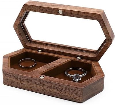 Sieradendoos - Juwelendoosje Opslag - Sieraden Organiseren - Duurzame Houten Constructie - 100x50x28mm - Zwart Walnoot