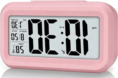 Digitale Wekker - Nachtlamp Klok - Wakker Worden - Groot LCD Scherm - 4.5 Inch - Roze