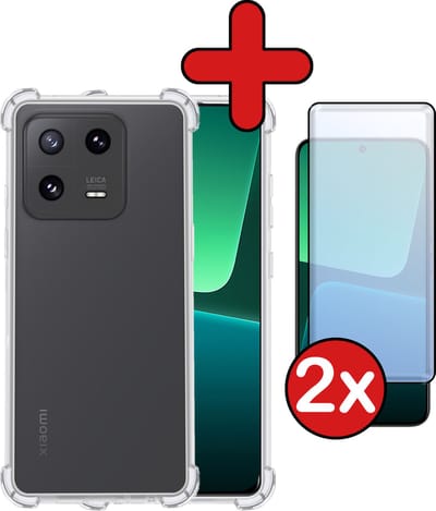 Hoesje - Met Screenprotector - 2 Stuks - Geschikt voor Xiaomi 13 Pro - Sterk & Shockproof - Back Cover - Siliconen Case - Telefoon Hoes - Shock Proof - Telefoonhoes - Transparant