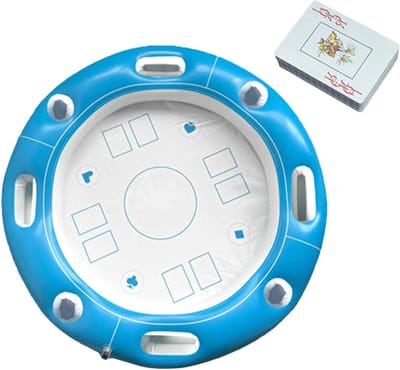Drijvende Speeltafel - Opblaasbare Tafel - Spelletjes in Water - Met Drankkoeler - Diameter 100 cm - Circulair