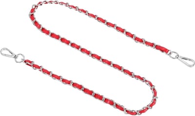Kettingriem voor tassen, 99 cm, platte leren en ijzeren ketting met gespen voor schoudertassen, ideaal voor mode en accessoires