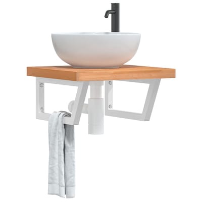 vidaXL - Badkamer - wandschap - staal - en - massief - beukenhout