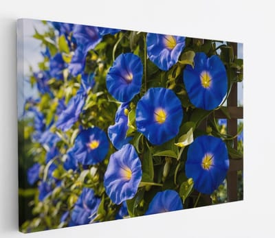 Saammp Canvas Schilderij - Blauwe Winde Bloemen - Natuur - Abstract - 45x30 - Foto op canvas - Wanddecoratie - Muurdecoratie Woonkamer - Kantoor Decoratie
