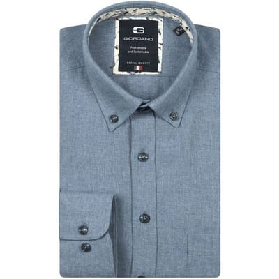 Giordano Overhemd Brando Wooltouch Melange Flanel Twill Faded Denim / male