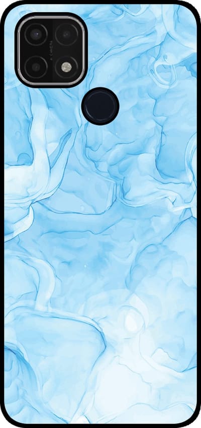 Smartphonica Telefoonhoesje Geschikt voor Oppo A15 / A15s met marmer opdruk - TPU backcover case marble design - Lichtblauw geschikt voor Oppo A15;Oppo A15s