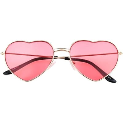 Lunettes de Soleil Voyageuses Élégantes pour Femmes Lunettes de Soleil Rose en Forme de Cœur d'Amour pour Femmes Filles Lolita Monture en Métal Lunettes Gafas De Sol