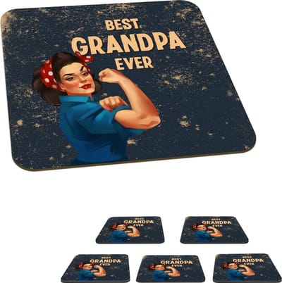 Onderzetters voor glazen - Best grandpa ever - Opa - Spreuken - Quotes - 10x10 cm - Glasonderzetters - 6 stuks