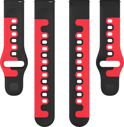 Siliconen bandje - geschikt voor Samsung Galaxy Watch 7 / Watch FE / Watch 6 (Classic) / Watch 5 (Pro) / Watch 4 (Classic) / Watch 3 41 mm / Active / Active 2 / Watch 42 mm - zwart-rood