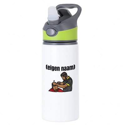 Hacebo® - kapper man met eigen naam waterfles met rietje groen - Kapper - barbers - collega's - verjaardag - afscheidscadeau - geschenk - kado - water fles - 650ML