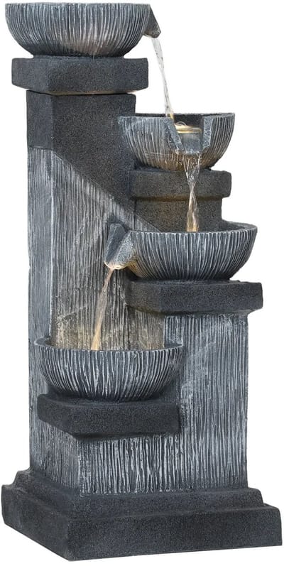 Waterornament - Voor buiten - Tuin - Water Fontein- Waterval Ontwerp - Kamerfontein - Tuindecoratie - Met Pomp - 36,5 x 32 x 73 cm