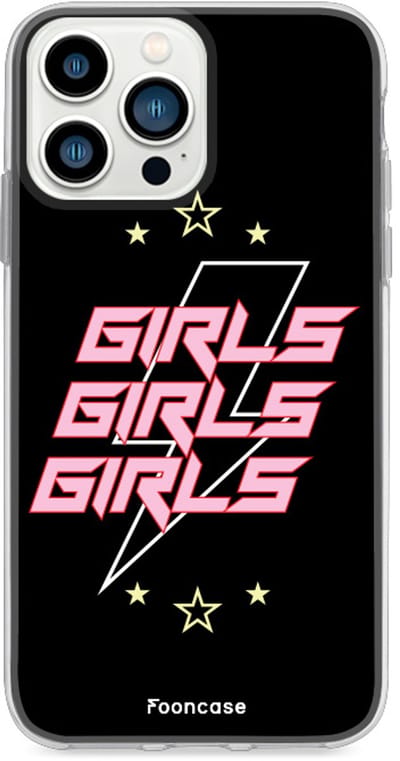 Fooncase Hoesje Geschikt voor iPhone 13 Pro - Shockproof Case - Back Cover / Soft Case - Rebell Girls (sterretjes bliksem girls)