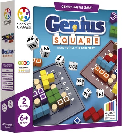 SmartGames Genius Square - Snel & Strategisch Denkspel - Meer dan 62.000 Puzzelcombinaties - Solospel & 2 Spelers - Vanaf 6 Jaar