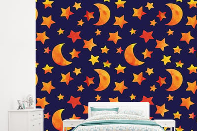 Behang - Fotobehang Sterren - Nacht - Patronen - Kind - Breedte 245 cm x hoogte 220 cm