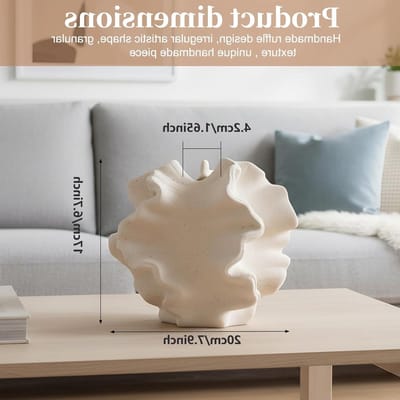 SnelShoppen - Grote Beige Keramische Vaas, Moderne Scandinavische Vazen voor Boho Bloemendecoratie, Esthetische Vaas voor Woonkamer, Kantoor, Salontaf