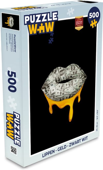 Puzzel Lippen - Geld - Zwart Wit - Legpuzzel - Puzzel 500 stukjes