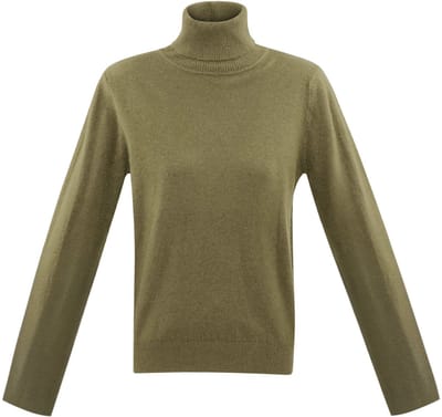 Minimalistische Viscose Rollkraag Tops met Gestroomlijnd Silhouet - Olijf - Maat L/XL