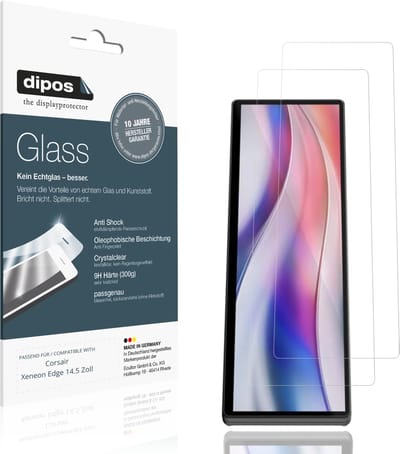 dipos – 2x Pantserfolie geschikt voor Corsair Xeneon Edge 14.5 Zoll | 9H Screenprotector
