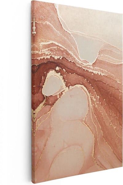 Artaza Canvas Schilderij Marmer Abstract - 20x30 cm - Klein - Muurdecoratie Woonkamer - Wanddecoratie Terracotta - Kamer Accessoires