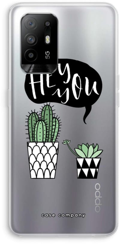 Case Company® - Hoesje geschikt voor Oppo A94 5G hoesje - Hey you cactus - Soft Cover Telefoonhoesje - Bescherming aan alle Kanten en Schermrand