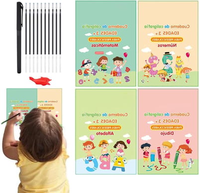 Handschriftboeken Spaans - Schrijfoefeningen Kinderen - Taal Leren - Automatisch Verdwenen - 4 Delig - Meerdere Kleuren