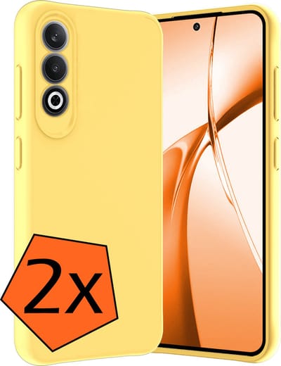 Hoes - 2 Stuks - Geschikt voor OnePlus Nord CE4 - Sterk & Shockproof - Case Siliconen - Back Cover - Telefoon Hoes - Geel