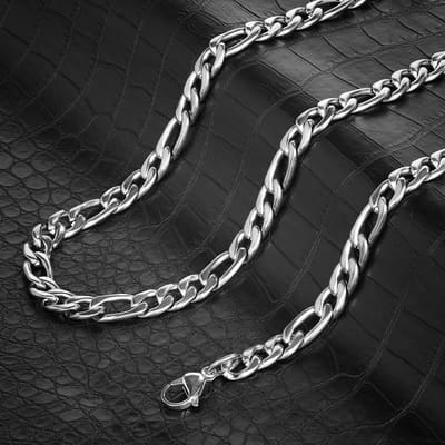 Figaro Ketting Zilver kleurig - Staal - 4,5mm - Kettingen Heren Dames - Schakelketting - Papa Cadeau Voor Mannen - Vaderdag